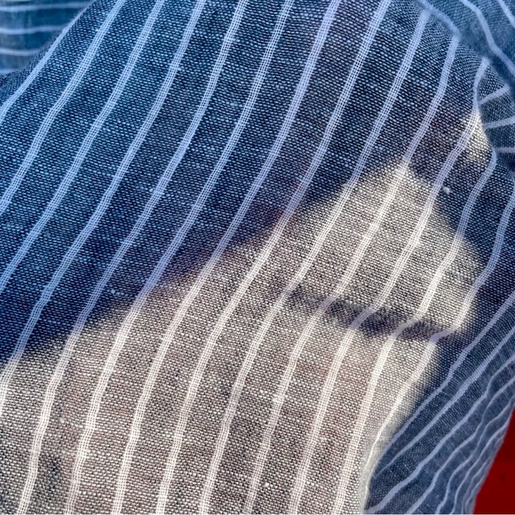 No tag linen/cotton striped button down tie back top - Picture 14 of 14